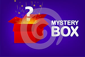 Red mystery box on light background. Premium vector. Digital background