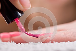 Red nail polish photo