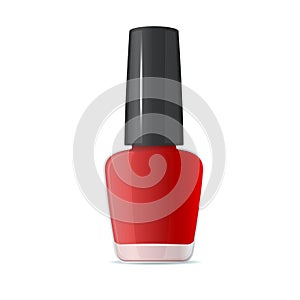 Red Nail Polish Bottle on White Background. Vector