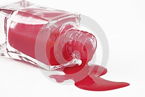 Red Nail Polish Closeup isolated on the white
