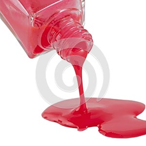 Red Nail Polish Closeup isolated on the white