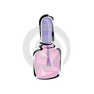Red nail polish spilled from the bottle with brush on white background. Top view.3D vector illustration on a white