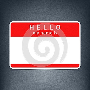 Red name tag blank sticker HELLO