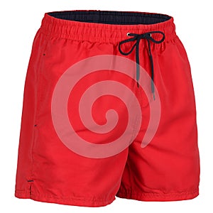 Red and navy blue men shorts for swimming