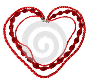 Red necklace in heart shape