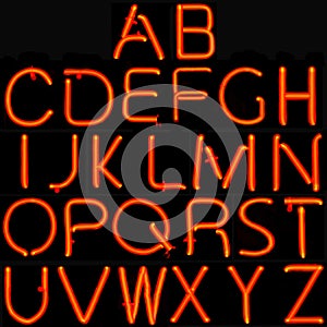 Red neon alphabet