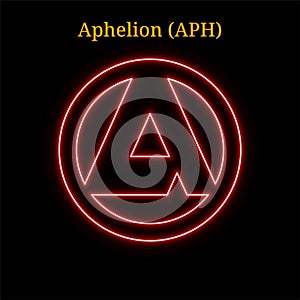 Red neon Aphelion APH cryptocurrency symbol