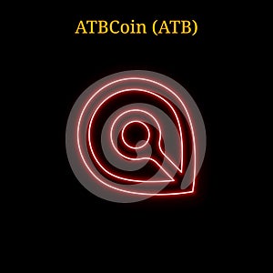 Red neon ATBCoin ATB cryptocurrency symbol photo