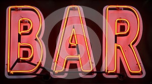 Red neon bar sign