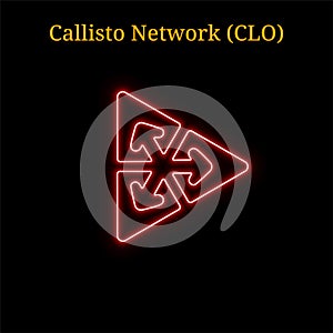 Red neon Callisto Network CLO cryptocurrency symbol