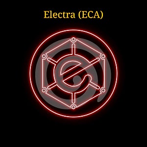 Red neon Electra ECA cryptocurrency symbol photo