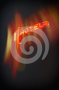 Red neon hotel sign