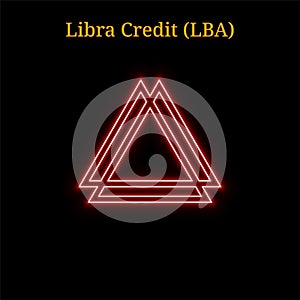 Red neon Libra Credit LBA cryptocurrency symbol photo