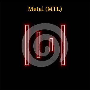 Red neon Metal MTL cryptocurrency symbol