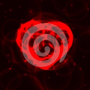 Red neon plasma laser heart on dark background