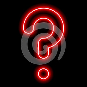Red neon question mark on a black background