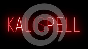 Red neon sign for the city of Kalispell