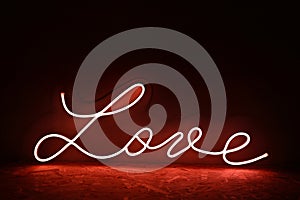 Red neon sign love. Trendy style