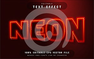 Red neon text effect editable