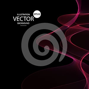 Red neon wave on a black background. Vector graphics. eps 10