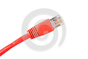 Red network cable isolated