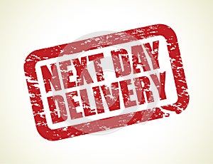 A red next day delivery stamp