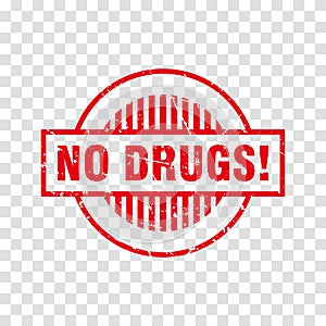 Red no drugs circle stamp illustration template vector