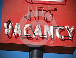 Red no vacancy sign photo