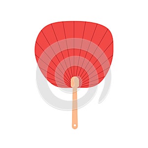 Red non-folding uchiwa fan isolated on background vector.