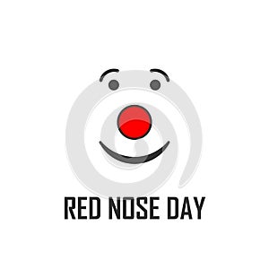 Red nose clown, red nose day and text