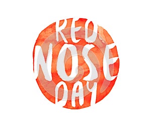 Red Nose Day brushy watercolor poster, circle composition, square format