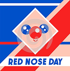Red Nose Day vector illustration. Abstract cute face on noetic geometric background