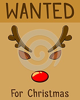 Red Nose Reindeer Wanted For Christmas Poster