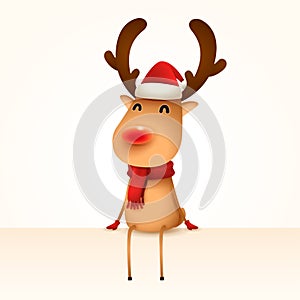 The red-nosed reindeer sits at the edge. Isolated