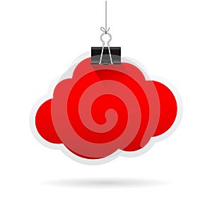 Red note paper cloud icon