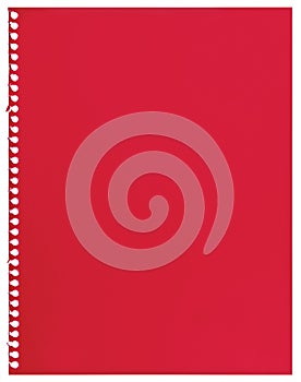 Red note paper, single sheet of blank torn jotter notebook background texture isolated