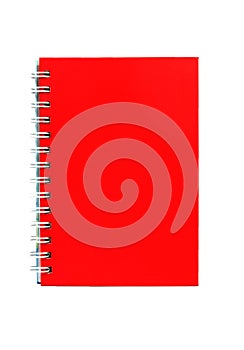 Red notebook isolated