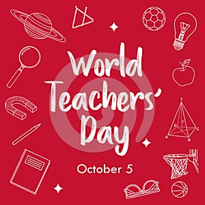 Red Nuance World Teachers` Day Theme Vector Art