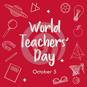 Red Nuance World Teachers` Day Theme Vector Art photo