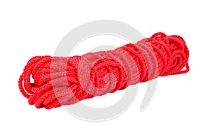Red nylon rope isolated on white background