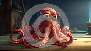 a red octopus with eyes