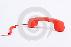 Red off-hook telephone receiver