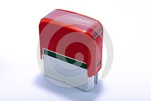 Red, office, automatic, rubber stamp, isolated on white