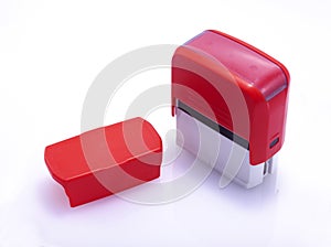 Red, office, automatic, rubber stamp,