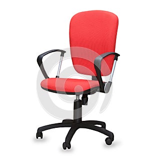 The red office chair. Isolated