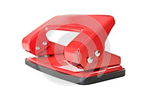 Red office paper hole puncher