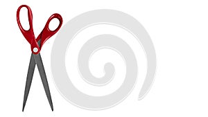 red office scissors isolated on a white background. copy space, template