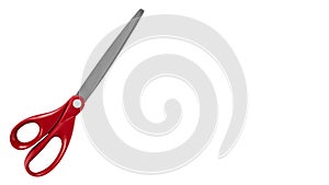 red office scissors isolated on a white background. copy space, template