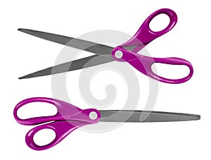 Red office scissors isolated on a white background