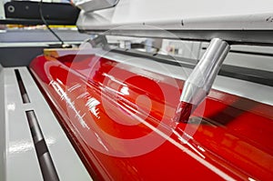 Red offset printing press industry machine rollers